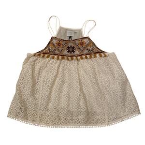 HD in Paris 10 Lace Tank Top | Embroidered Boho Festival Tassel Beaded Blouse